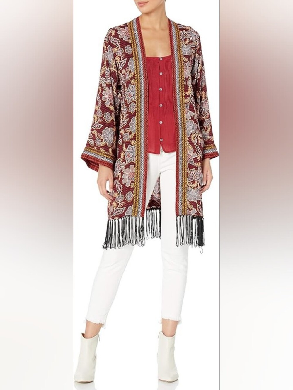 NWT Jessica Simpson Red Dahlia Moroccan Blooms  Kimono